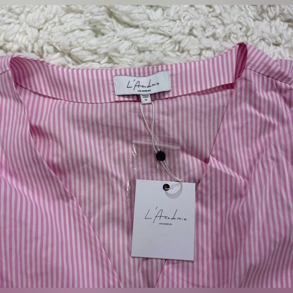 L' Academie The Lyla Top Pink & White Stripes - Picture 3 of 6